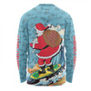 Australia Surfing Christmas Long Sleeve T-shirt - Santa Happy Chrissie Tropical Pattern Long Sleeve T-shirt