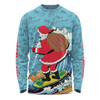 Australia Surfing Christmas Long Sleeve T-shirt - Santa Happy Chrissie Tropical Pattern Long Sleeve T-shirt