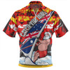 Australia Surfing Christmas Zip Polo Shirt - Tropical Santa Catch The Wave Zip Polo Shirt