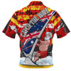 Australia Surfing Christmas Zip Polo Shirt - Tropical Santa Catch The Wave Zip Polo Shirt