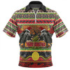 Australia Christmas Aboriginal Custom Zip Polo Shirt - Aboriginal Dreamtime Wangkarnal Crows Zip Polo Shirt