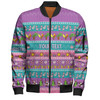 Australia Christmas Custom Bomber Jacket - Aussie Christmas Flamingo Summer Vibes Purple Bomber Jacket