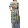 Australia Off Shoulder Long Dress - Australia's Iconic Big Things Postage Stamps Style Dress