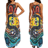 Australia Rainbow Serpent Aboriginal Sleeveless Party Dress - Dreamtime Rainbow Serpent Dress