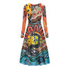 Australia Rainbow Serpent Aboriginal Long Sleeve Dance Dress - Dreamtime Rainbow Serpent Dress