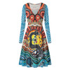 Australia Rainbow Serpent Aboriginal Long Sleeve Summer Dress - Dreamtime Rainbow Serpent Dress