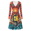 Australia Rainbow Serpent Aboriginal Long Sleeve Summer Dress - Dreamtime Rainbow Serpent Dress