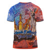 Australia Kangaroo Aboriginal Camping Custom T-shirt - Aussie Outback Camping with Beer T-shirt