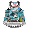 Cronulla-Sutherland Sharks Christmas Custom Women Racerback Singlet - Sharks Santa Aussie Big Things Women Racerback Singlet