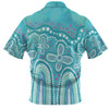 Australia Aboriginal Polo Shirt - Dot painting illustration in Aboriginal style Turquoise Polo Shirt