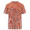 Australia Aboriginal T-shirt - Dot painting illustration in Aboriginal style Orange T-shirt