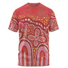 Australia Aboriginal T-shirt - Dot painting illustration in Aboriginal style Red T-shirt