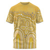 Australia Aboriginal T-shirt - Dot painting illustration in Aboriginal style Yellow T-shirt