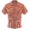 Australia Aboriginal Hawaiian Shirt - Dot painting illustration in Aboriginal style Orange Hawaiian Shirt