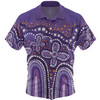 Australia Aboriginal Hawaiian Shirt - Dot painting illustration in Aboriginal style Purple Hawaiian Shirt