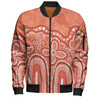 Australia Aboriginal Bomber Jacket - Dot painting illustration in Aboriginal style Orange Bomber Jacket