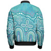 Australia Aboriginal Bomber Jacket - Dot painting illustration in Aboriginal style Turquoise Bomber Jacket