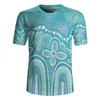 Australia Aboriginal Rugby Jersey - Dot painting illustration in Aboriginal style Turquoise Rugby Jersey