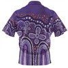 Australia Aboriginal Zip Polo Shirt - Dot painting illustration in Aboriginal style Purple Zip Polo Shirt