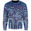 Australia Aboriginal Sweatshirt - Dot painting illustration in Aboriginal style Blue Sweatshirt