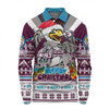 Manly Warringah Sea Eagles Christmas Custom Long Sleeve Polo Shirt - Manly Santa Aussie Big Things Long Sleeve Polo Shirt