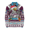 Manly Warringah Sea Eagles Christmas Custom Long Sleeve Polo Shirt - Manly Santa Aussie Big Things Long Sleeve Polo Shirt