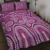 Australia Aboriginal Quilt Bed Set - Dot painting illustration in Aboriginal style Pink Quilt Bed Set