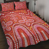 Australia Aboriginal Quilt Bed Set - Dot painting illustration in Aboriginal style Red Quilt Bed Set