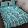 Australia Aboriginal Quilt Bed Set - Dot painting illustration in Aboriginal style Turquoise Quilt Bed Set