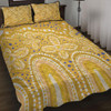 Australia Aboriginal Quilt Bed Set - Dot painting illustration in Aboriginal style Yellow Quilt Bed Set