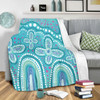 Australia Aboriginal Blanket - Dot painting illustration in Aboriginal style Turquoise Blanket