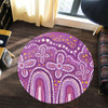 Australia Aboriginal Round Rug - Dot painting illustration in Aboriginal style Pink Round Rug