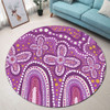 Australia Aboriginal Round Rug - Dot painting illustration in Aboriginal style Pink Round Rug