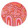 Australia Aboriginal Round Rug - Dot painting illustration in Aboriginal style Red Round Rug