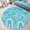 Australia Aboriginal Round Rug - Dot painting illustration in Aboriginal style Turquoise Round Rug