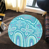 Australia Aboriginal Round Rug - Dot painting illustration in Aboriginal style Turquoise Round Rug