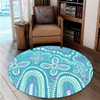 Australia Aboriginal Round Rug - Dot painting illustration in Aboriginal style Turquoise Round Rug