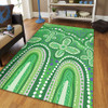 Australia Aboriginal Area Rug - Dot painting illustration in Aboriginal style Green Area Rug