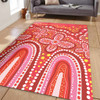 Australia Aboriginal Area Rug - Dot painting illustration in Aboriginal style Red Area Rug