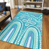 Australia Aboriginal Area Rug - Dot painting illustration in Aboriginal style Turquoise Area Rug