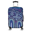 Australia Aboriginal Luggage Cover - Dot painting illustration in Aboriginal style Blue Luggage Cover