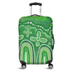Australia Aboriginal Luggage Cover - Dot painting illustration in Aboriginal style Green Luggage Cover