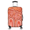 Australia Aboriginal Luggage Cover - Dot painting illustration in Aboriginal style Orange Luggage Cover
