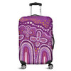 Australia Aboriginal Luggage Cover - Dot painting illustration in Aboriginal style Pink Luggage Cover
