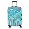 Australia Aboriginal Luggage Cover - Dot painting illustration in Aboriginal style Turquoise Luggage Cover