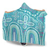 Australia Aboriginal Hooded Blanket - Dot painting illustration in Aboriginal style Turquoise Hooded Blanket