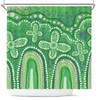 Australia Aboriginal Shower Curtain - Dot painting illustration in Aboriginal style Green Shower Curtain