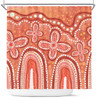 Australia Aboriginal Shower Curtain - Dot painting illustration in Aboriginal style Orange Shower Curtain