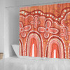 Australia Aboriginal Shower Curtain - Dot painting illustration in Aboriginal style Orange Shower Curtain