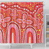 Australia Aboriginal Shower Curtain - Dot painting illustration in Aboriginal style Red Shower Curtain